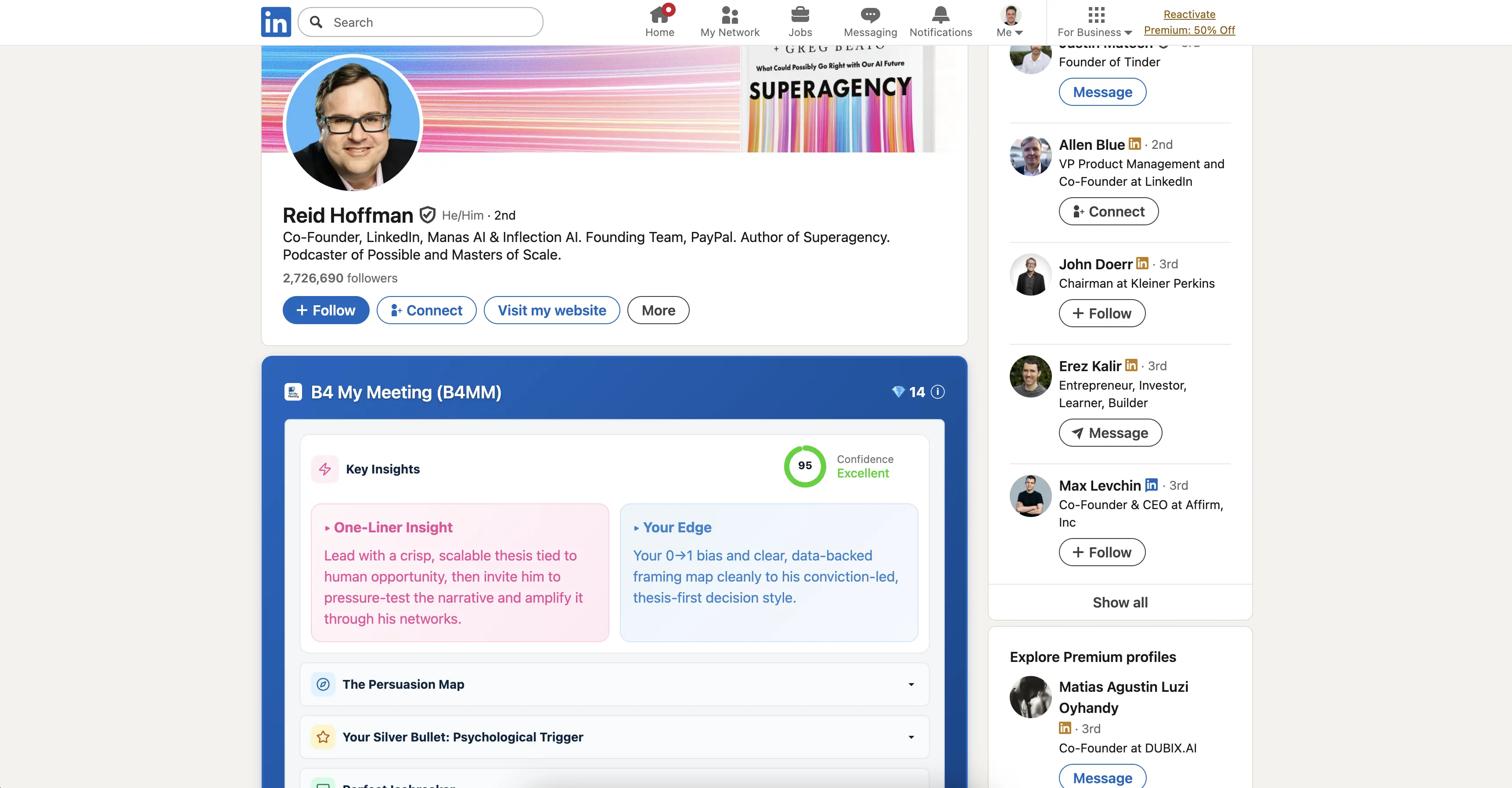 B4 My Meeting Chrome Extension for LinkedIn - generate briefs directly from profiles